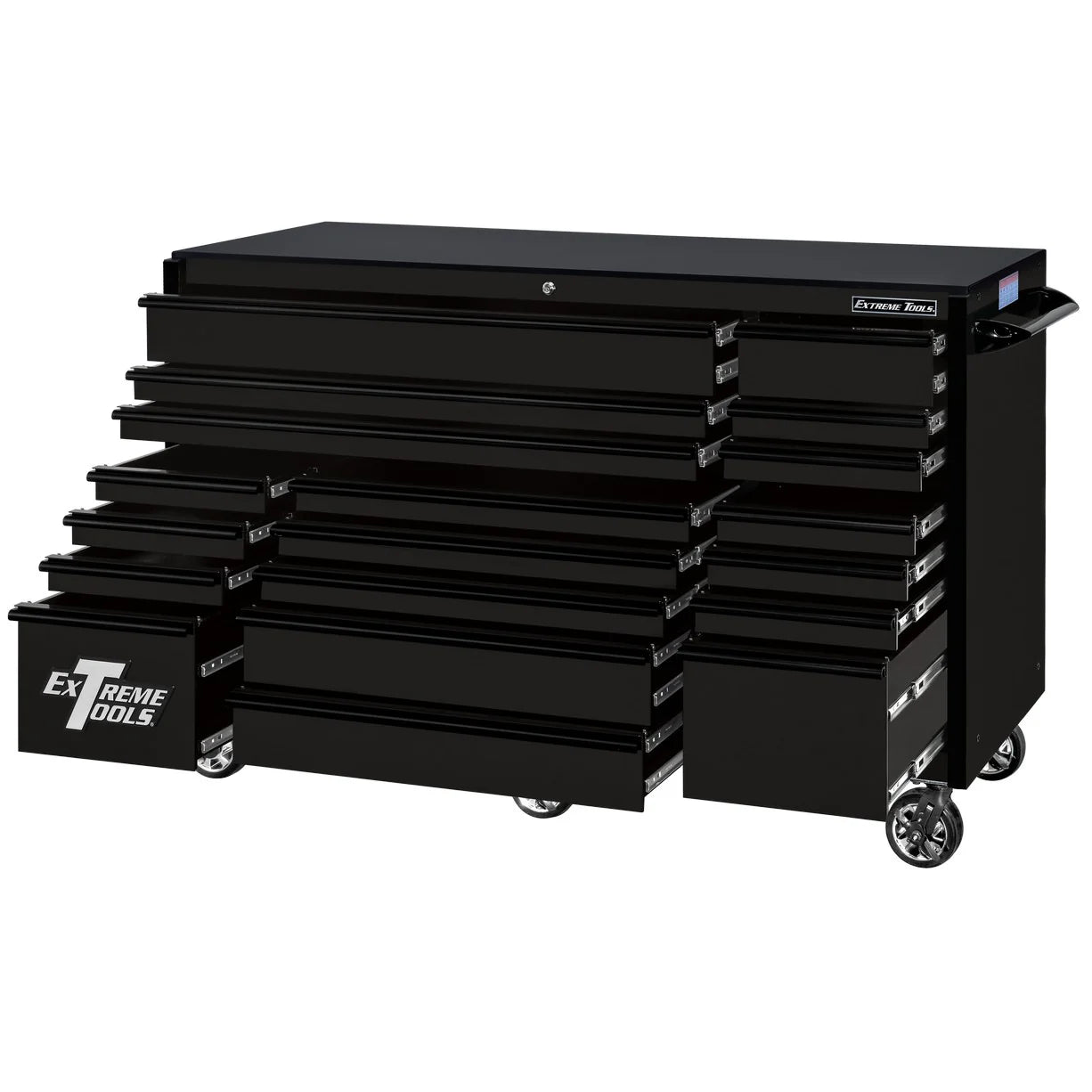 Extreme Tools RX250 Series 72-in x 30-in Roller Cabinet a?? 19-Drawer a?? 250 lb Drawer Slides