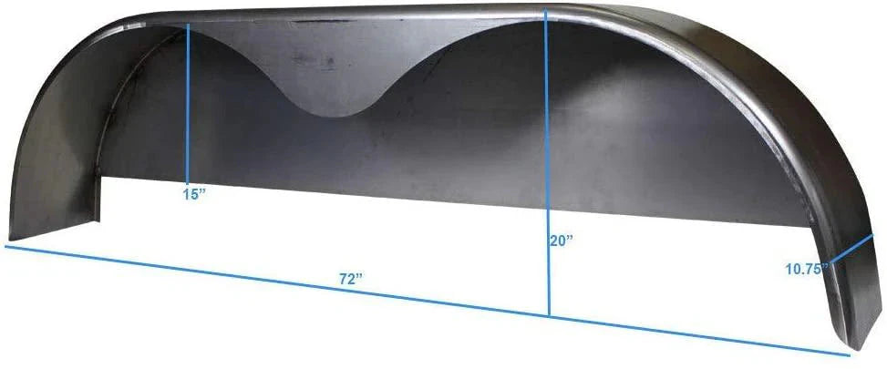 72??10-3/4 Tandem Axle Steel Trailer Fender with Back Plate Welded In (2-Pack)