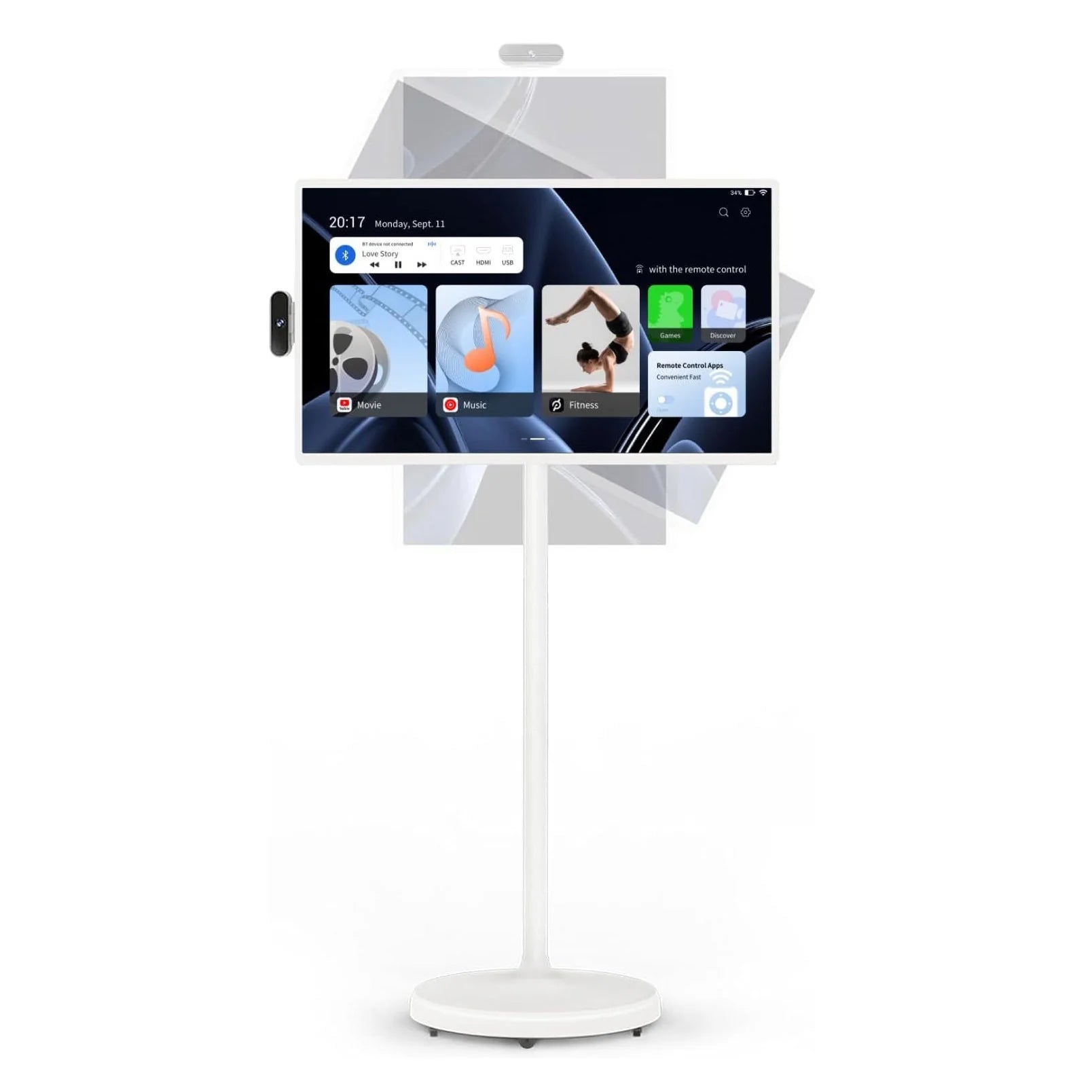 32-Inch Portable TV, 1080P FHD Rolling TV on Wheels with Rotatable Touch Screen, Android 13 OS, 8G RAM? Storage, Built-in Battery, Full Swivel Rotation, Voice Remote
