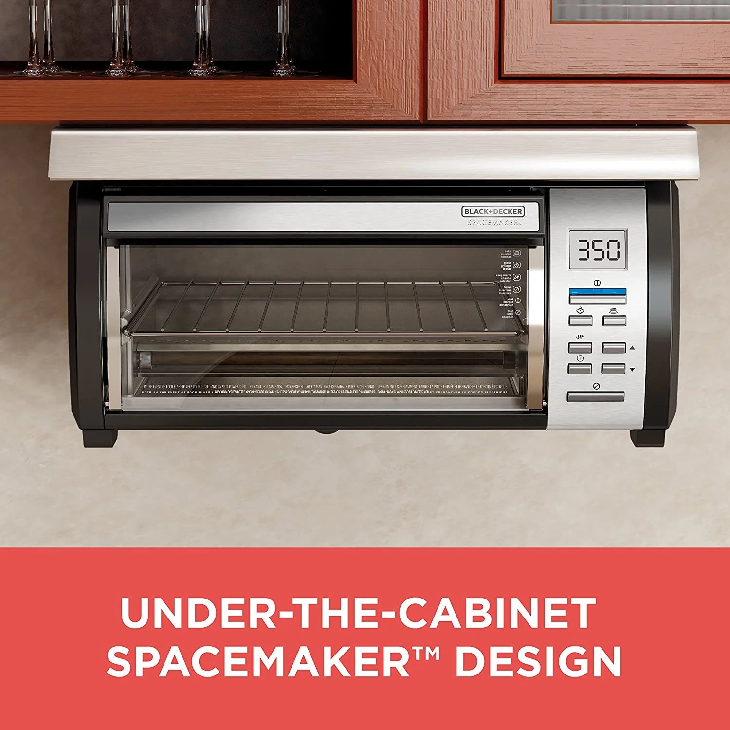 BLACK DECKER SpaceMaker Under Counter Toaster Oven, Digital Controls, Black/Stainless Steel, Fits 9????μ??????? Pizza or 4 Slices